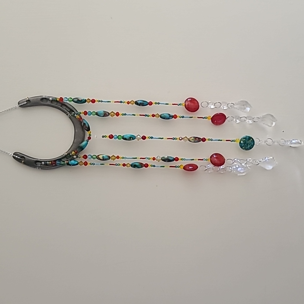 Horseshoe crystal suncatcher